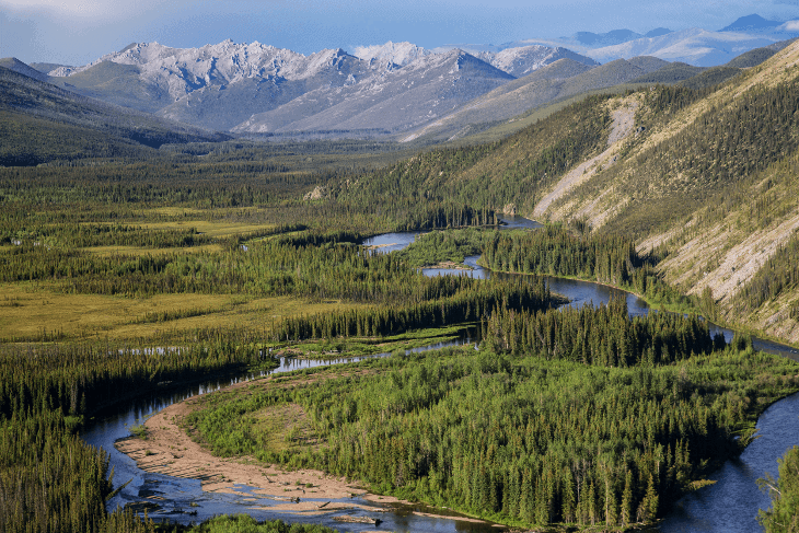 mountain and lake