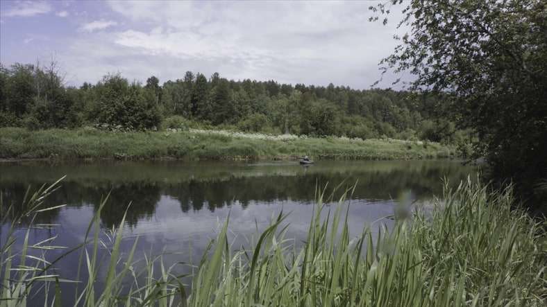 inflatable boat on river